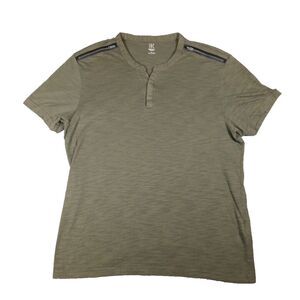 INC International Concepts Top Womens Large Green Zip Shoulder V-Neck Henley